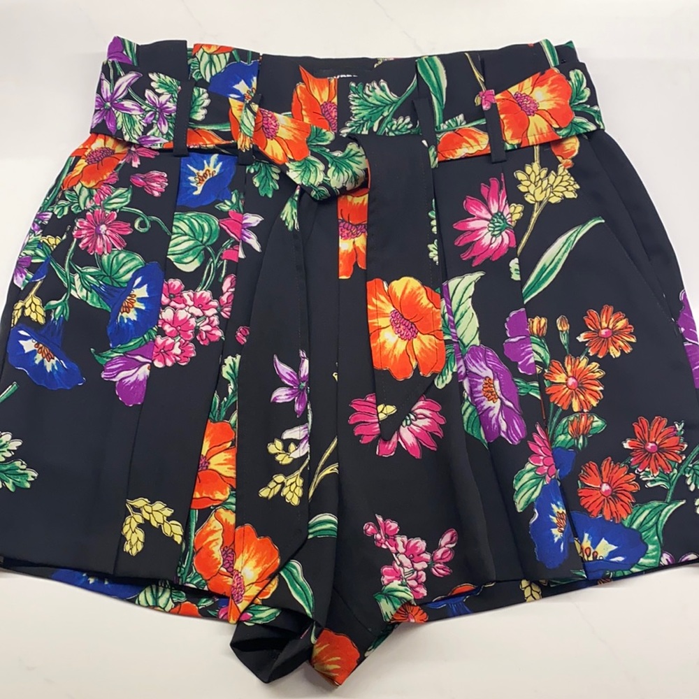Express high rise shorties with floral design.